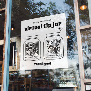 Virtuele tip pot met 2 QR-code Sticker