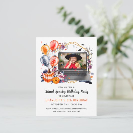 Virtuele uitnodiging voor verjaardagsfeest van Hal (Staand voorkant)