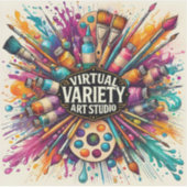 Virtuele Variëteit Kunststudio – Creatieve Verfspa Sticker (Voorkant)