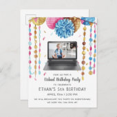 Virtuele verjaardagsfeest uitnodiging (Voorkant / Achterkant)