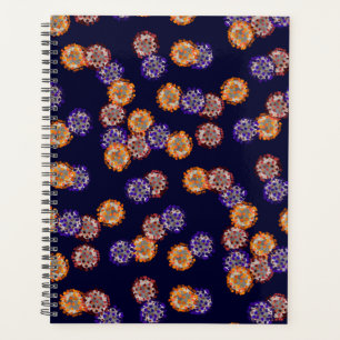 Virus en violet, rouge et orange
