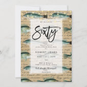  vis 60e verjaardagsfeestuitnodiging kaart (Voorkant)