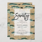 vis 70e verjaardagsfeestuitnodiging kaart (Voorkant / Achterkant)