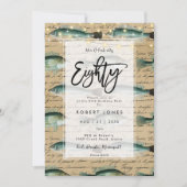 vis 80e verjaardagsfeestuitnodiging kaart (Voorkant)