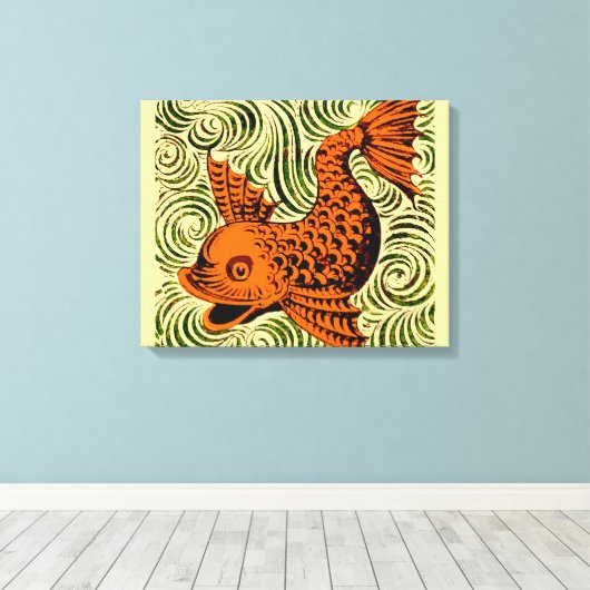 Vis Antiek Tegel Oude kunst Canvas Afdruk (Insitu (Houten vloer))