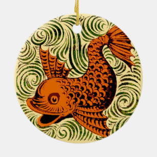 Vis Antiek Tegel Oude kunst Keramisch Ornament