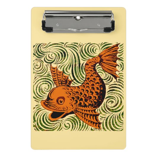 Vis Antiek Tegel Oude kunst Mini Klembord (Voorkant)