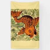 Vis Antiek Tegel Oude kunst Spandoek (Verticaal)