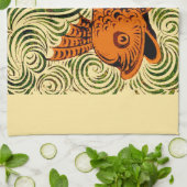 Vis Antiek Tegel Oude kunst Theedoek (Gevouwen)