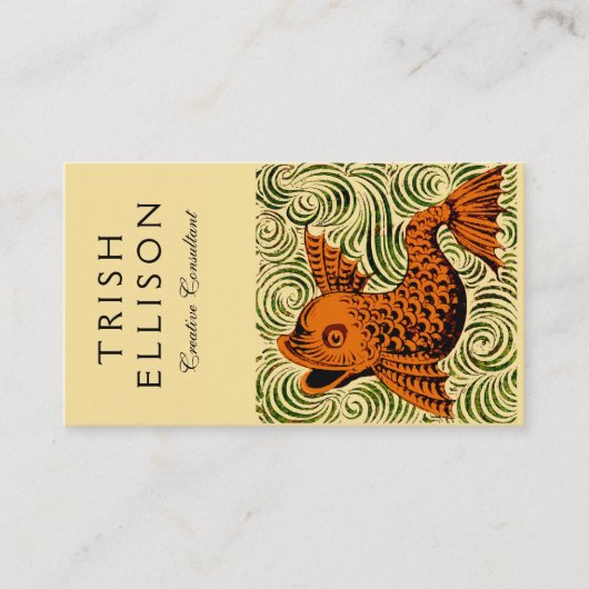 Vis Antiek Tegel Oude kunst Visitekaartje (Voorkant)
