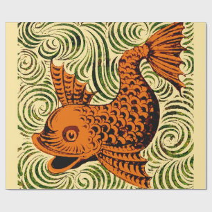 Vis Antieke Tegel Oude kunst oude de morgan kunst Cadeaupapier