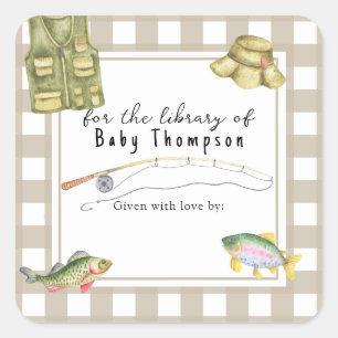 Vis Baby Shower - voor de bibliotheek van Vierkante Sticker
