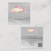 *~* Vis Beach CORAL Sand Zee Dining Tropical Vierkante Visitekaartje (Voorkant / Achterkant)