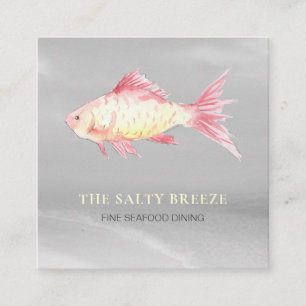 *~* Vis Beach CORAL Sand Zee Dining Tropical Vierkante Visitekaartje