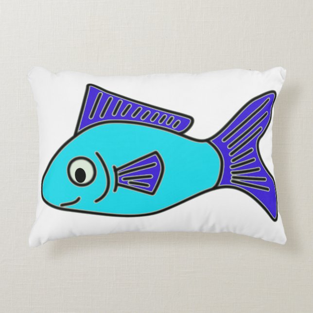 Vis, blauw accent kussen (Voorkant)