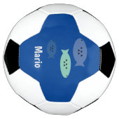 Vis Blauw Monogram Naam Voetbal (Gedraaid)