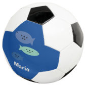 Vis Blauw Monogram Naam Voetbal (Drie kwart)