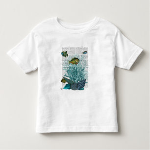 Vis, blauwe schalen en koralen kinder shirts
