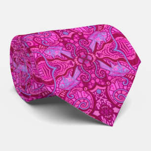 Vis Bohemian Arabesque Pattern Magenta Stropdas