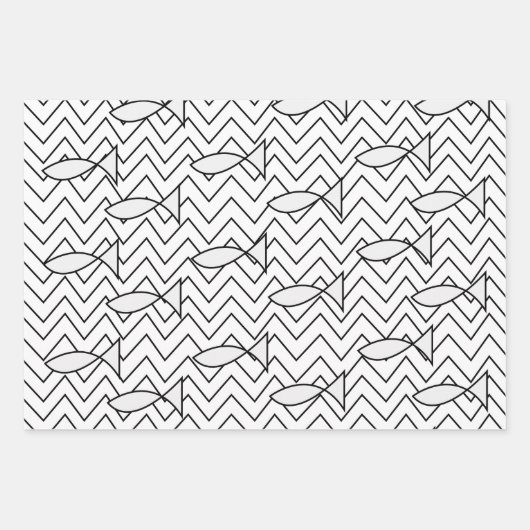Vis Chevron Stripe Geometric Pattern Inpakpapier Vel (Voorkant)