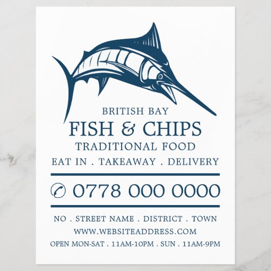 Vis & Chip Shop Restaurant Menu Reclamefolder (Voorkant)