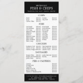 Vis & Chip Shop Restaurant Slimline Menu (Voorkant)