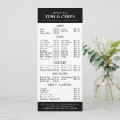 Vis & Chip Shop Restaurant Slimline Menu (Staand voorkant)