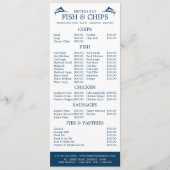 Vis & Chip Shop Restaurant Slimline Menu (Voorkant)