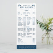 Vis & Chip Shop Restaurant Slimline Menu (Staand voorkant)