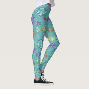 Vis clip art patroon gekleurd leggings