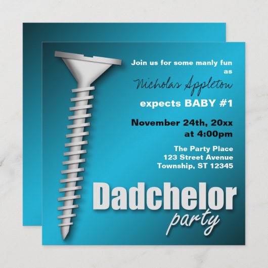 Vis(d) Invitations Blue Dadchelor Party (Devant / Derrière)