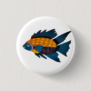 Vis, Dier, Tekening Ronde Button 3,2 Cm