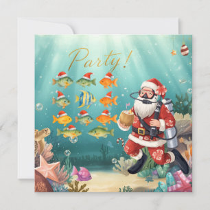 Vis draagt Kerstmannenhoed Kerstfeest met Sinterkl Feestdagenkaart
