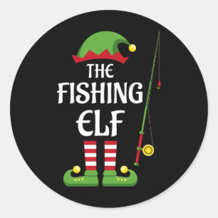 Vis Elf Familie Matching Groep Kerstmis Ronde Sticker