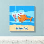 Vis en aas in liefde Canvas Print (Insitu (Houten vloer))