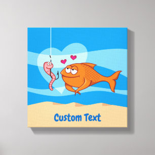 Vis en aas in liefde Canvas Print