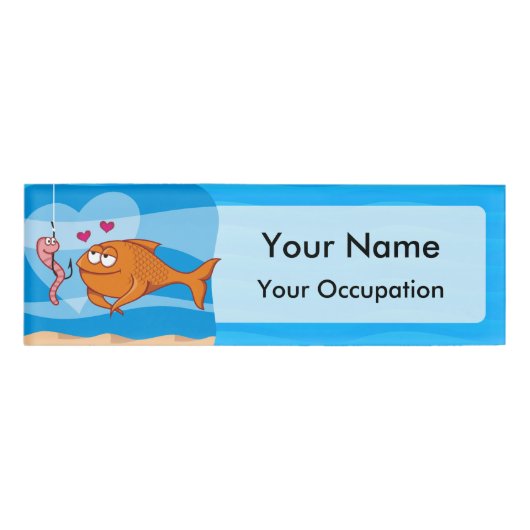 Vis en aas in liefde naambadge (Voorkant)