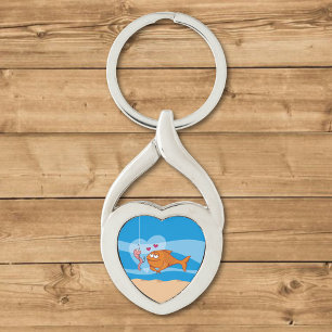 Vis en aas in liefde sleutelhanger