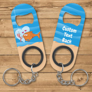 Vis en aas in Love-sleutelhanger Flesopener Mini Flessenopener