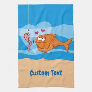 Vis en aas in Love Towel Theedoek