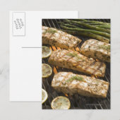 Vis en asperges op grill briefkaart (Voorkant / Achterkant)