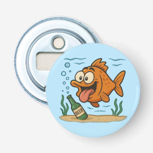 Vis en bier button flesopener