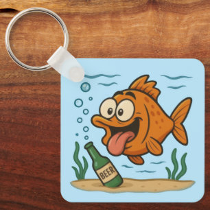 Vis en bier sleutelhanger