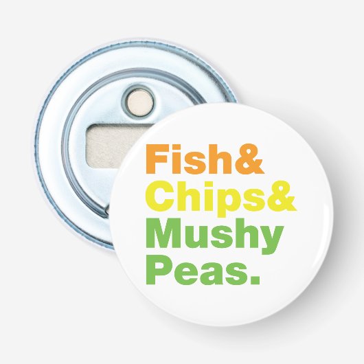 Vis en champignons. button flesopener (Voorkant)