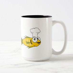Vis en chic. tweekleurige koffiemok