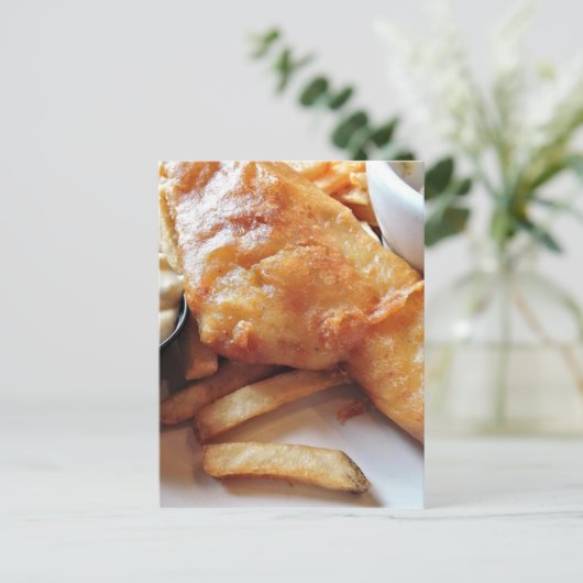 Vis en chips briefkaart (Staand voorkant)