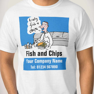 Vis en chips Cartoon om je aan te passen T-shirt