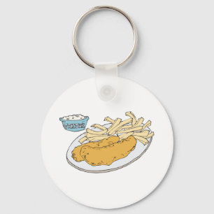 vis en friet sleutelhanger
