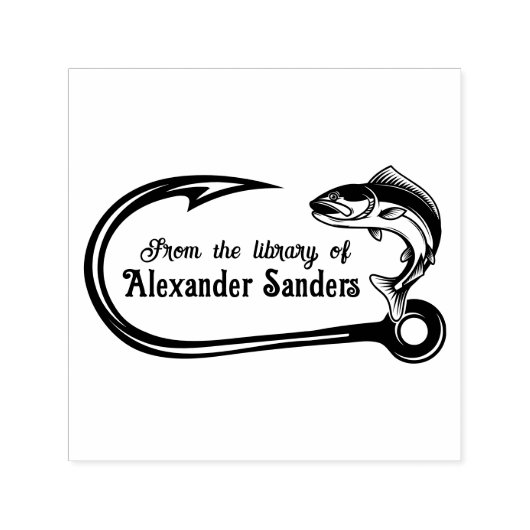 Vis en Haak #2 Bibliotheek Boek Naam Zelfinktende Stempel (Design)