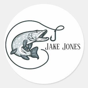 Vis en haak op maat ronde sticker